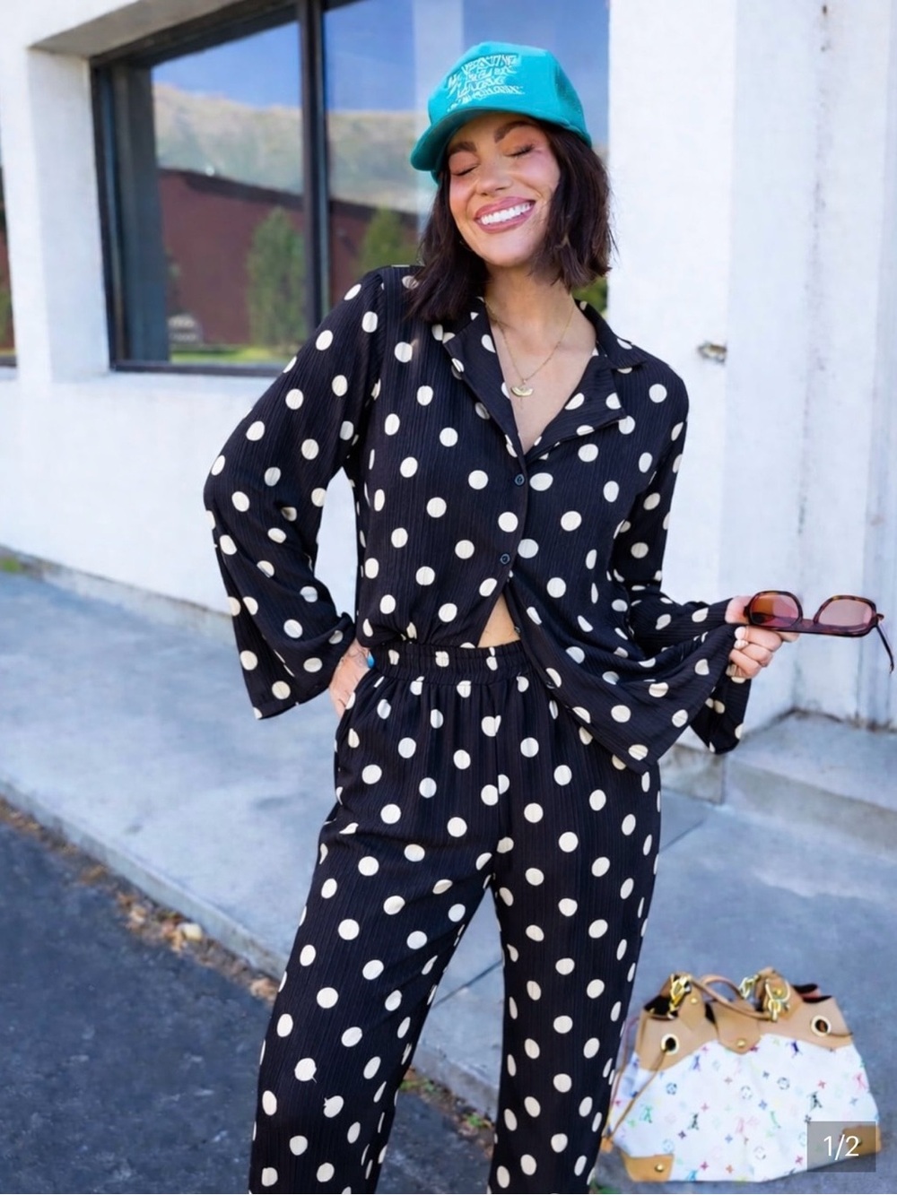 NWT Dressed in LALA polka dot plise set